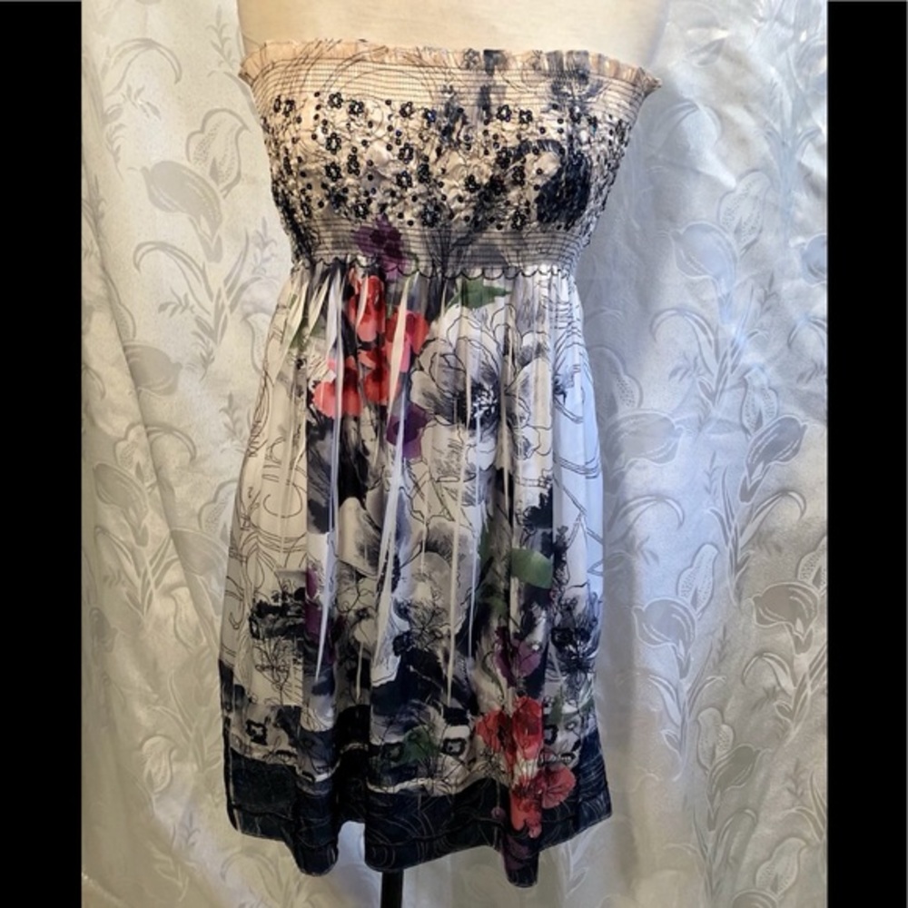 Lapis Strapless Pullover Printed Dress